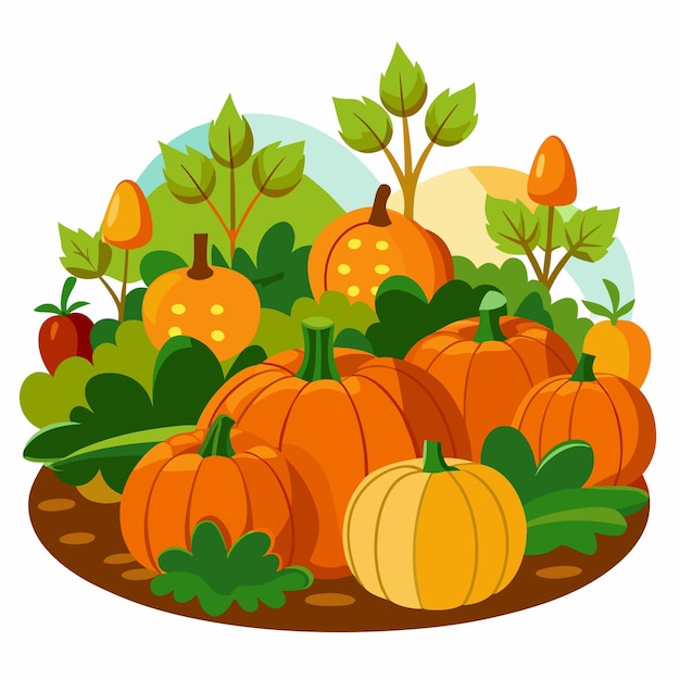 Ilustración de un parche de calabaza sobre un fondo blanco