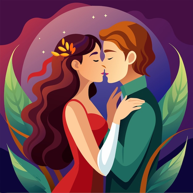 Ilustración de la pareja de amor del Día del Beso