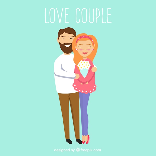 Vector ilustración de pareja de amor linda