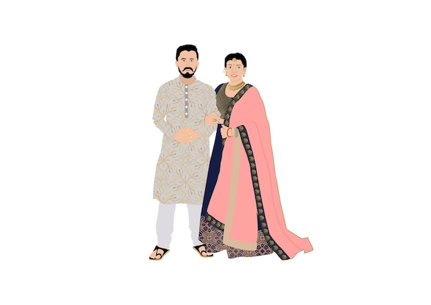 Vector ilustración de pareja de boda