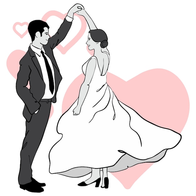 ilustración de pareja de boda