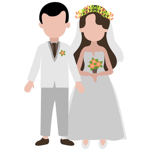 Ilustración de una pareja de bodas