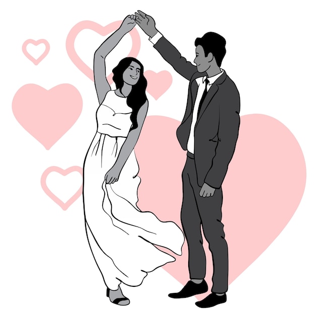 Ilustración de la pareja de bodas