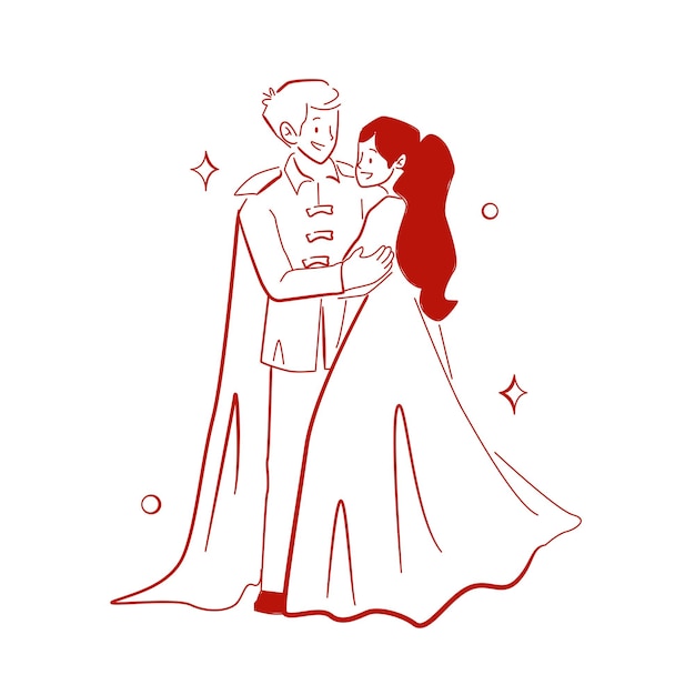 Ilustración de una pareja de casados felices y llenos de amor