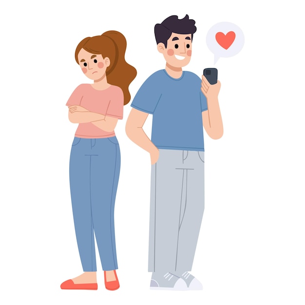 Ilustración de una pareja celosa