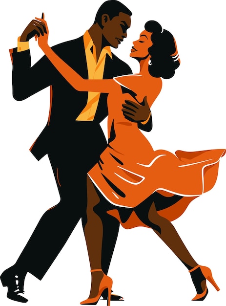 Vector ilustración de una pareja de danza de mambo vibrante para conceptos de música latina