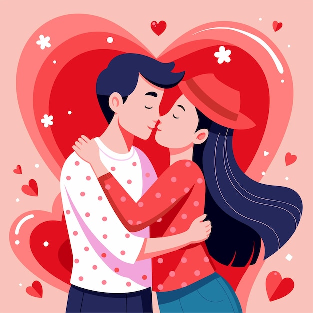 Ilustración de la pareja del Día del Beso de Amor