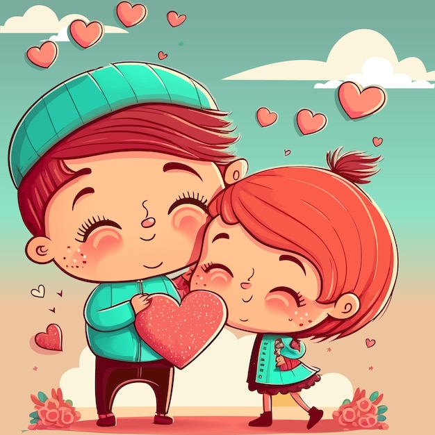 Vector ilustración de pareja de dibujos animados en el día de san valentín. amor, historia de amor, relación. concepto de diseño vectorial