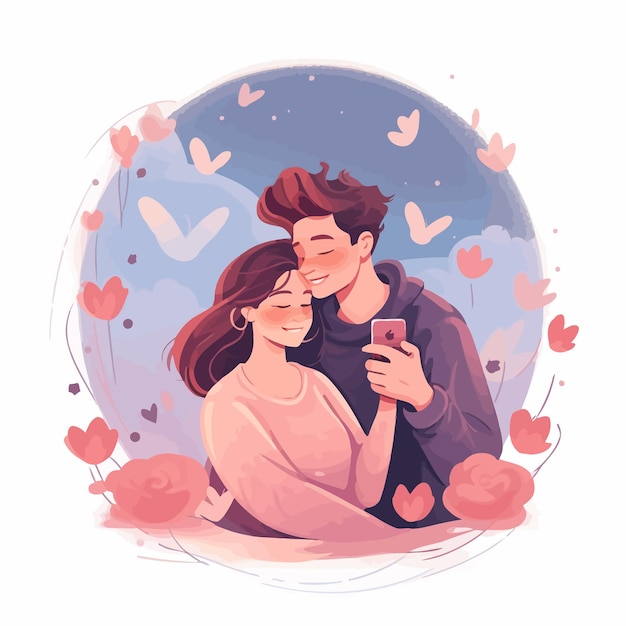 Vector ilustración de una pareja encantadora