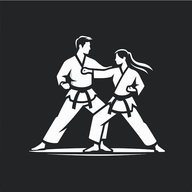 Vector ilustración de una pareja de karate con un estilo de diseño plano simple