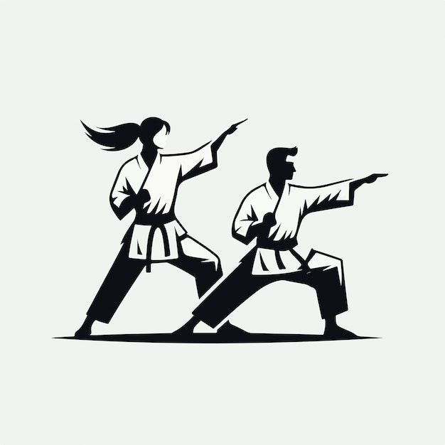 Vector ilustración de una pareja de karate con un estilo de diseño plano simple