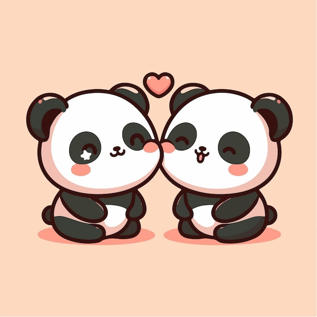 Vector ilustración de una pareja de pandas