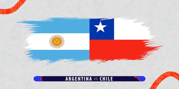 Ilustración del partido internacional de rugby Argentina vs Chile en estilo pincelada Icono abstracto grungy para partido de rugby