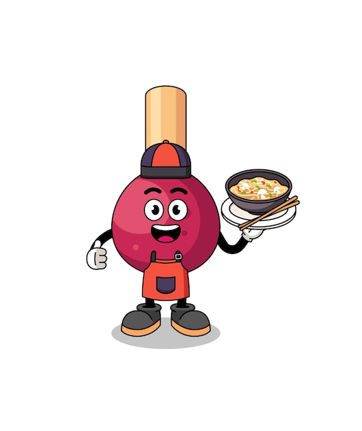 Ilustración de partidos como chef asiático.