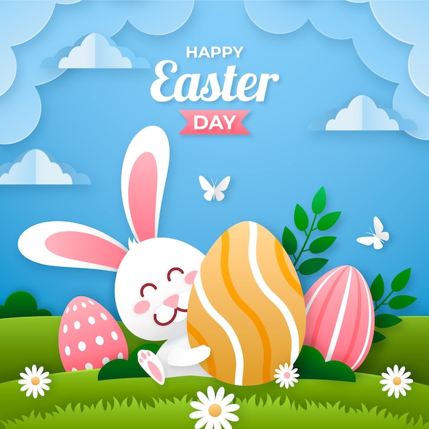 Vector ilustración de pascua de estilo de papel