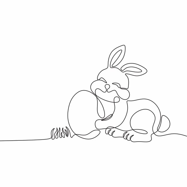 ilustración de pascua feliz dibujo continuo arte de una sola línea