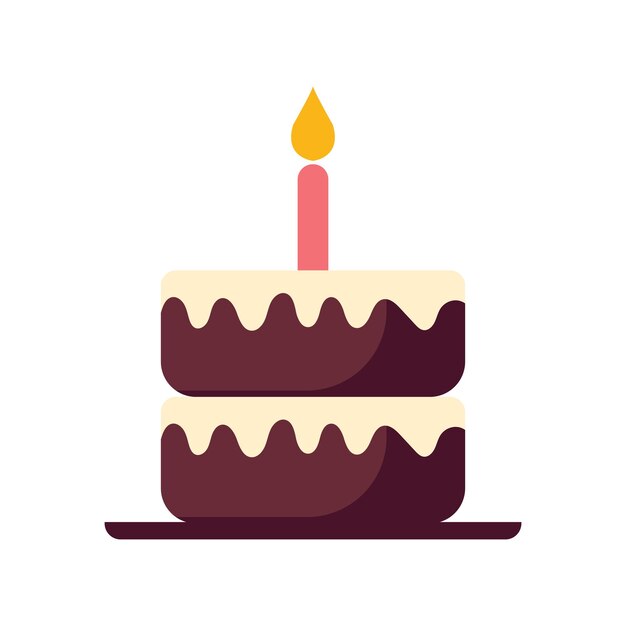 Ilustración de pastel de capa de chocolate con velas para cumpleaños y eventos festivos