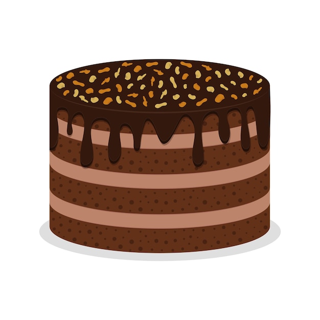 Vector ilustración de pastel de chocolate con migas de nuez