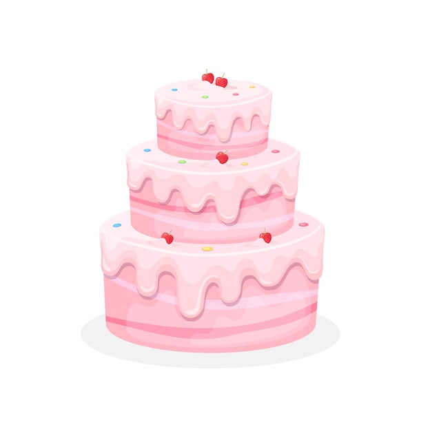 Vector ilustración de pastel de cumpleaños pasteles dulces horneados