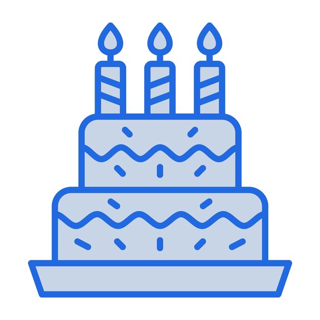 Ilustración del pastel de cumpleaños en tono azul.