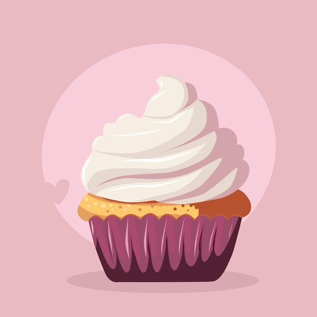 Ilustración de un pastel con glaseado cremoso Concepto de postre dulce