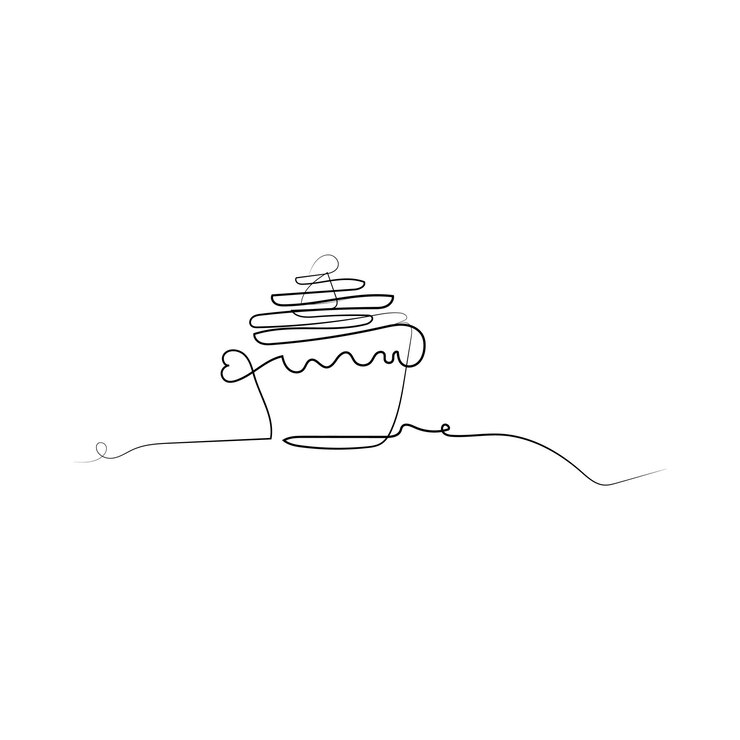 Ilustración de pastel de línea minimalista