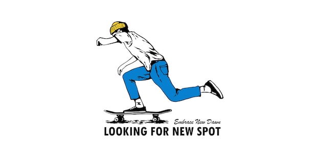 Ilustración de patineta para el diseño de camisetas y mercancías