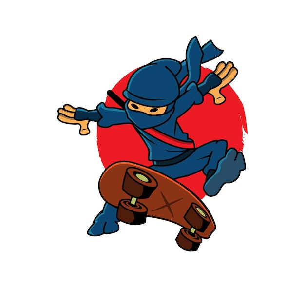 Una ilustración de patineta ninja