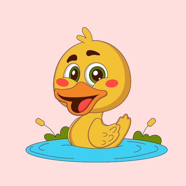 Vector ilustración de pato de dibujos animados dibujados a mano