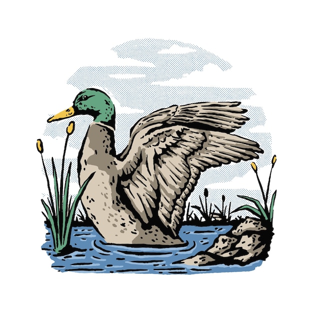 Ilustración de pato de natación