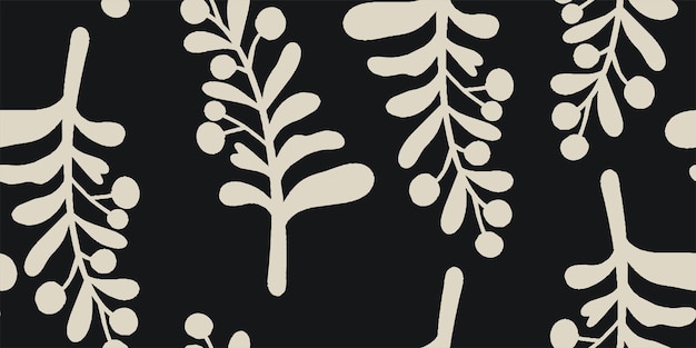 Ilustración de patrón botánico gráfico floral Patrón sin costuras Ramitas de serbal Ilustración vectorial