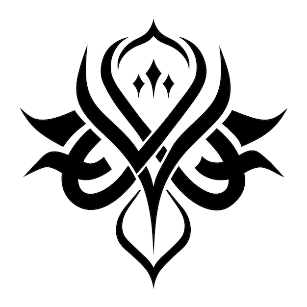 Ilustración de patrón caligráfico en blanco y negro