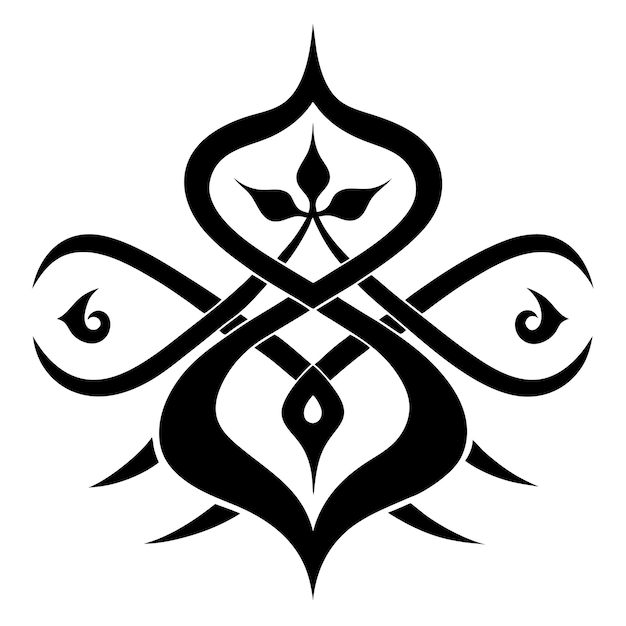 Ilustración de patrón caligráfico en blanco y negro