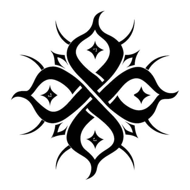Ilustración de patrón caligráfico en blanco y negro