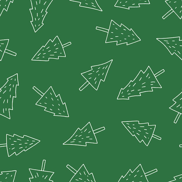 Ilustración de patrón sin costuras de contorno de árbol vectorial para decoración de papel tapiz impreso