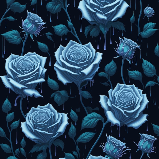 Ilustración de un patrón sin costuras de flores y rosas