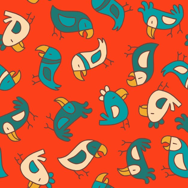 Ilustración de patrón sin costuras de Parrot Vector para la decoración de papel tapiz impreso
