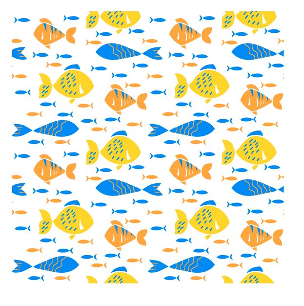 Ilustración de patrón sin costuras peces vida submarina algas corales composición de peces de colores