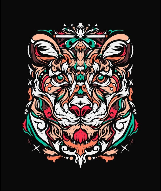 Ilustración de patrón decorativo de León Zentangle