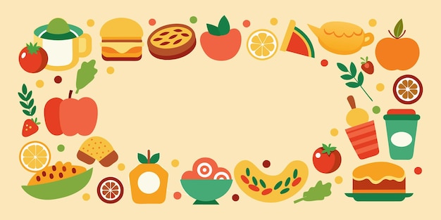 Vector ilustración del patrón de la frontera de los alimentos