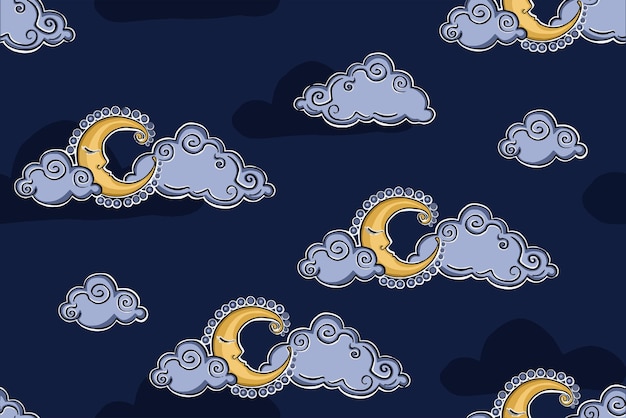 Ilustración de patrón mágico de estrella de noche de luna mágica
