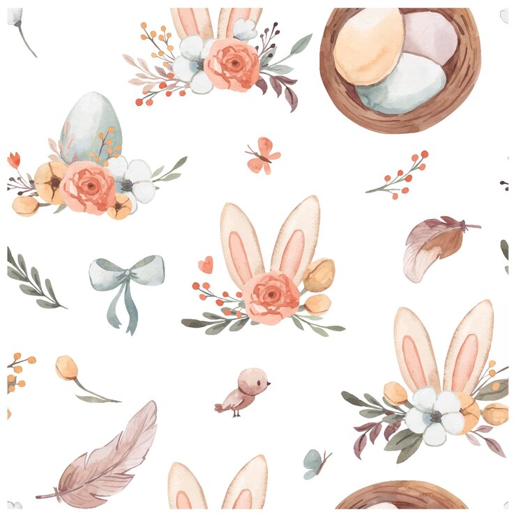 Vector ilustración de patrón de pascua sin costuras en acuarela para niños