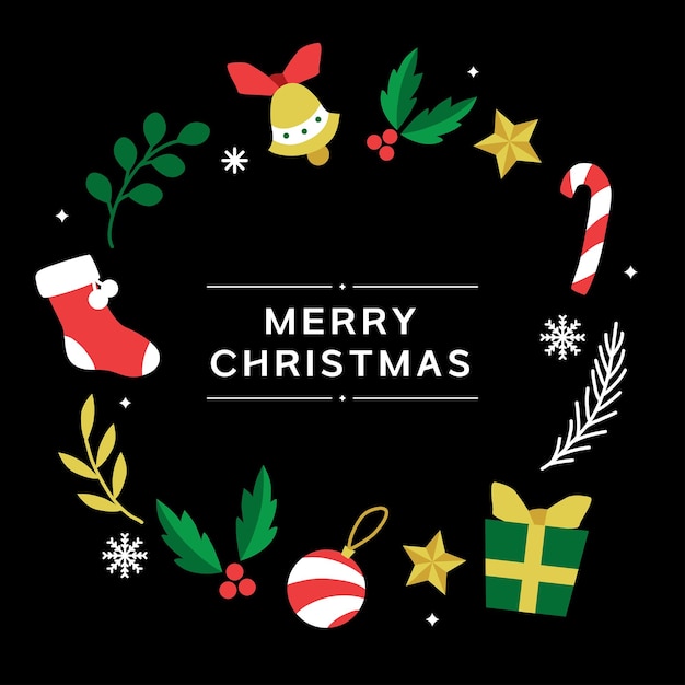 Ilustración, patrón con símbolos navideños y elementos decorativos.