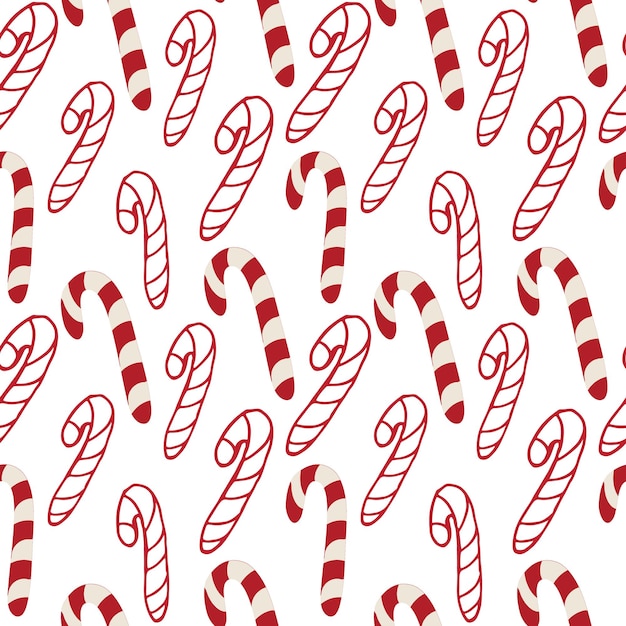 Ilustración de patrón vectorial Vacaciones de invierno Caramelos rojos de Navidad
