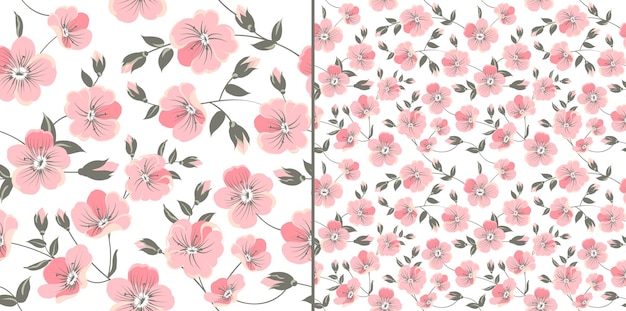 Ilustración de patrones sin fisuras florales ditsy con diseño de flor rosa claro