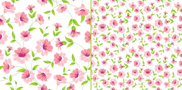 Ilustración de patrones sin fisuras florales ditsy con diseño de flor rosa