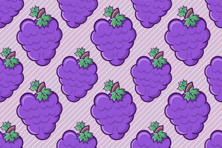 Vector ilustración de patrones sin fisuras de fruta de uva morada