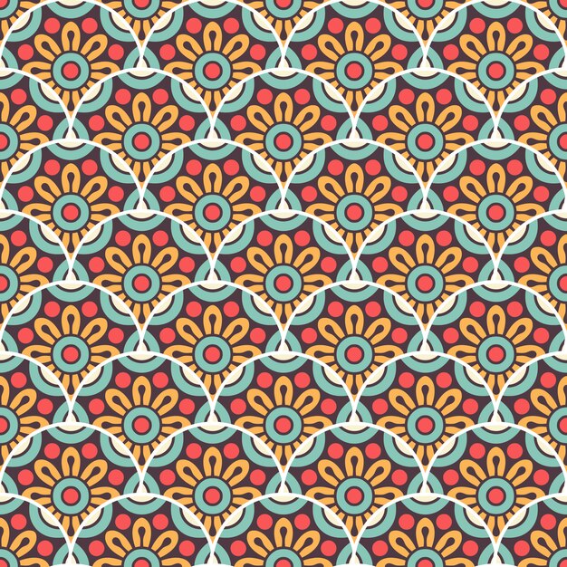 Ilustración de patrones sin fisuras mandala colorido