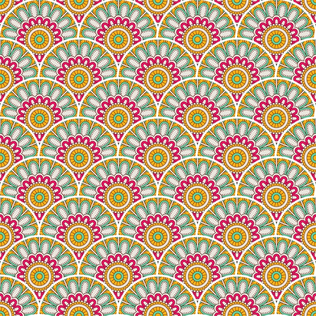 Ilustración de patrones sin fisuras mandala colorido