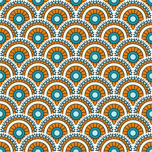 Ilustración de patrones sin fisuras mandala colorido